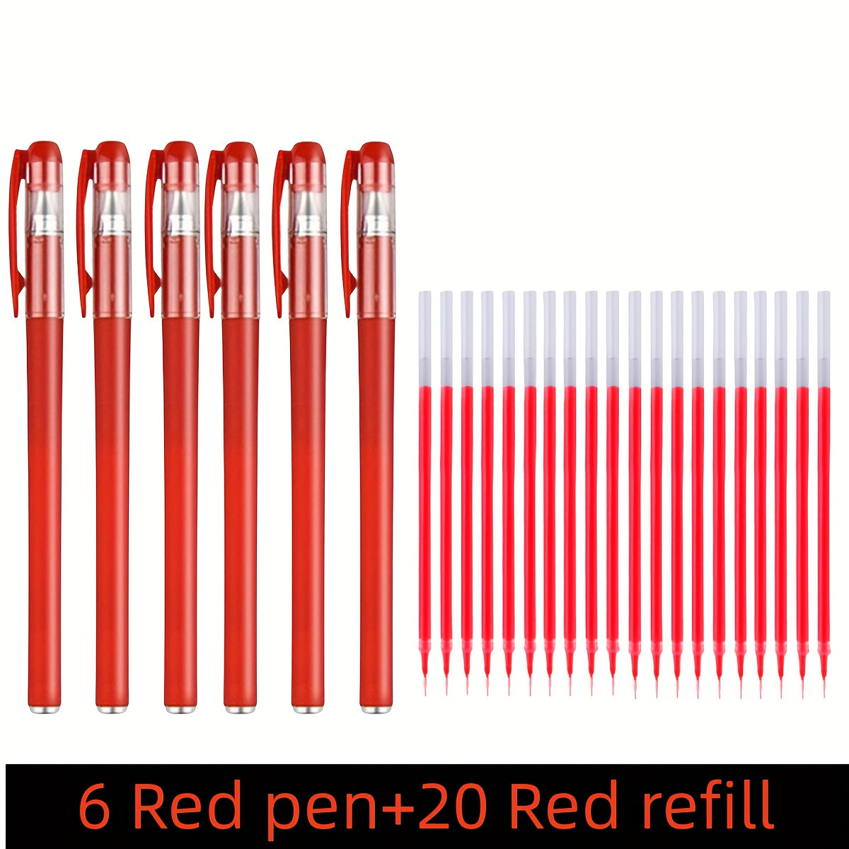 26-piece gel pen set in black, blue, and red ink with 0.5mm tips, perfect for students and offices.