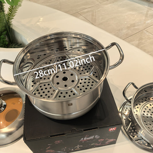 Stainless Steel Cookware Set - 10 Quart Capacity for Boiling & Steaming, Ideal for Home Kitchens & Gift Giving