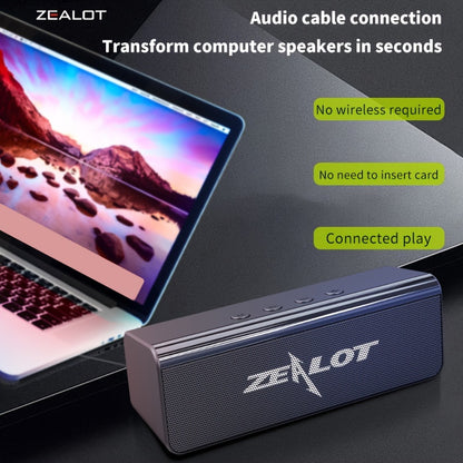 ZEALOT S31 5W*2 Wireless Speaker with Dual Pairing, 10-hour playtime, high-fidelity sound, booming bass, and compatibility with smartphones, tablets, and TVs. Includes charging and aux