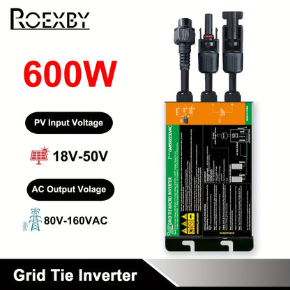 ROEXBY Solar PV Grid Tie Micro Inverter, 300W-700W, DC18V-50V to AC110V-280V, High-Efficiency Power Conversion for Home & Office, Micro Grid Inverter, 350W-600W, Solar Input, AC80V-220V