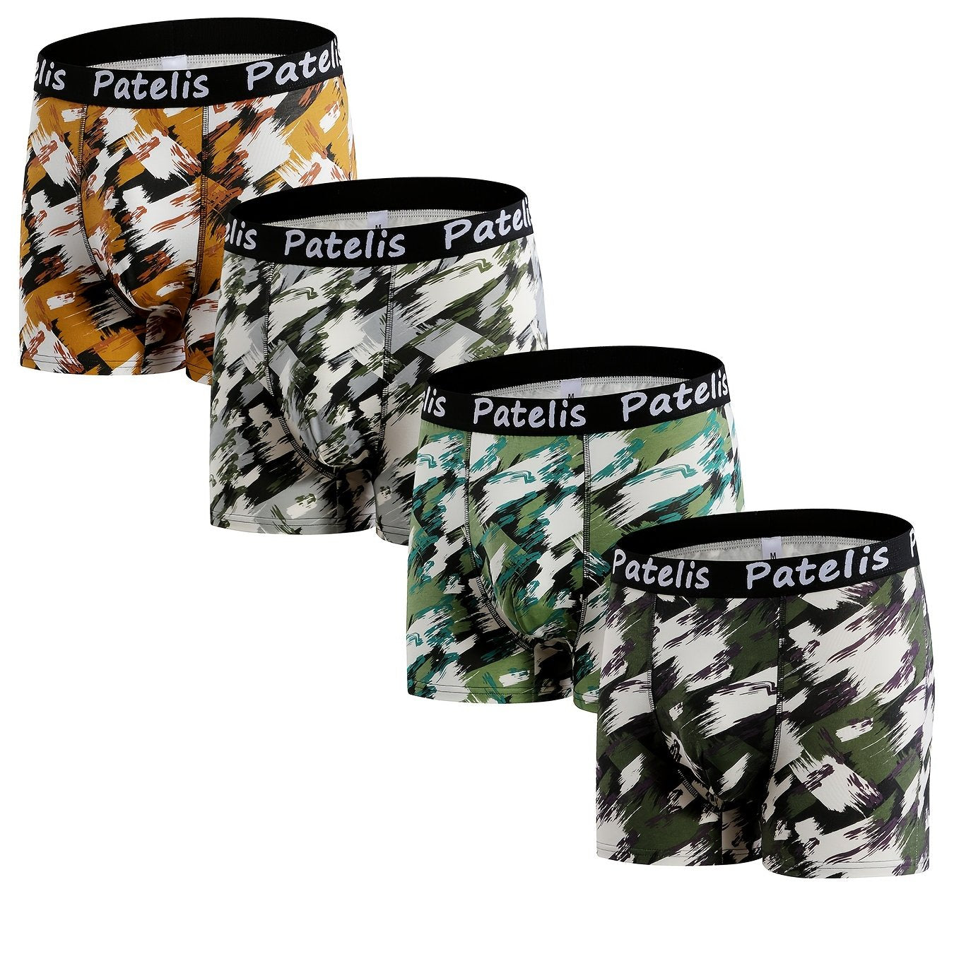 4 Men's Plus Size Boxer Briefs, Fashion Graphic Breathable Quick Drying Trunks, Novelty 95% Cotton Underwear