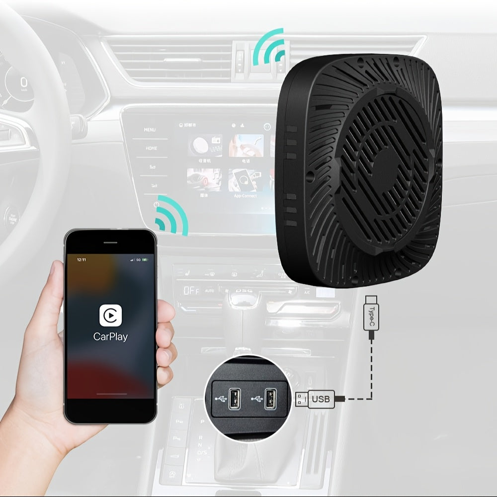 3in 1 CarPlay AI BOX with Wireless Adapter for Zero Latency, One-click Connection, TF Card Slot, Smart Vehicle System Compatible, 2+32GB.