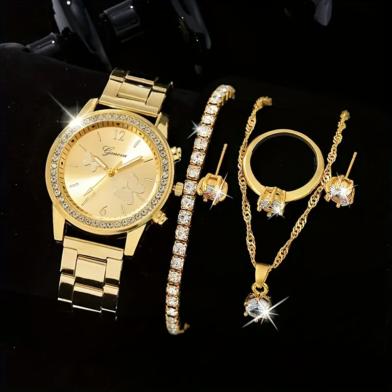 Set of 6 elegant women's quartz watches and accessories