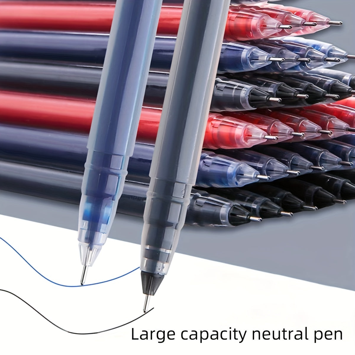 Large capacity gel pens in 0.5mm needle tube, 6 or 10 pcs, ideal for students and office writing.