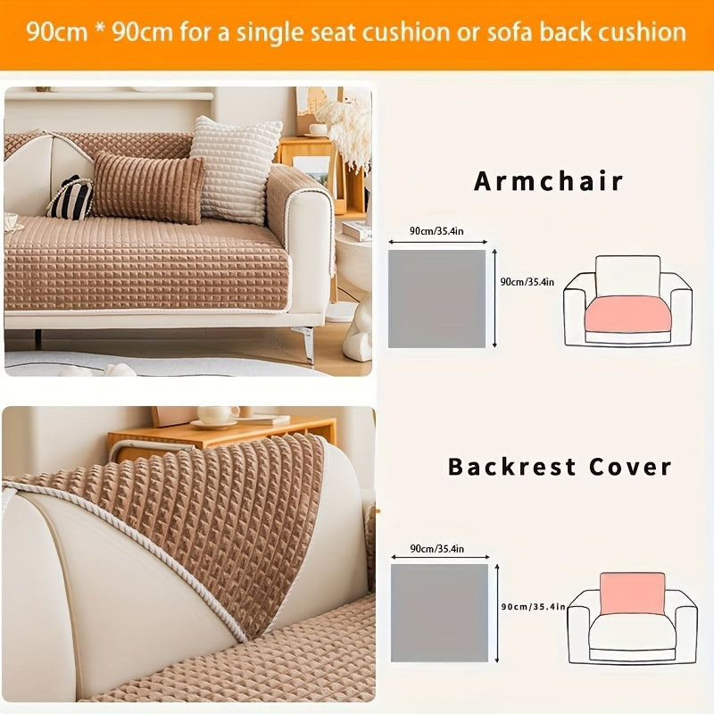 Velvet sofa slipcover with anti-slip backing, suitable for all seasons, pets friendly, ideal for living room or office decoration.