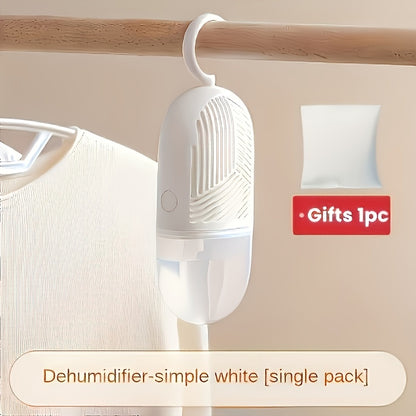 Hanging Closet Dehumidifier: Large surface area, dual-sided plastic purifier for clothing storage protection without power needed.