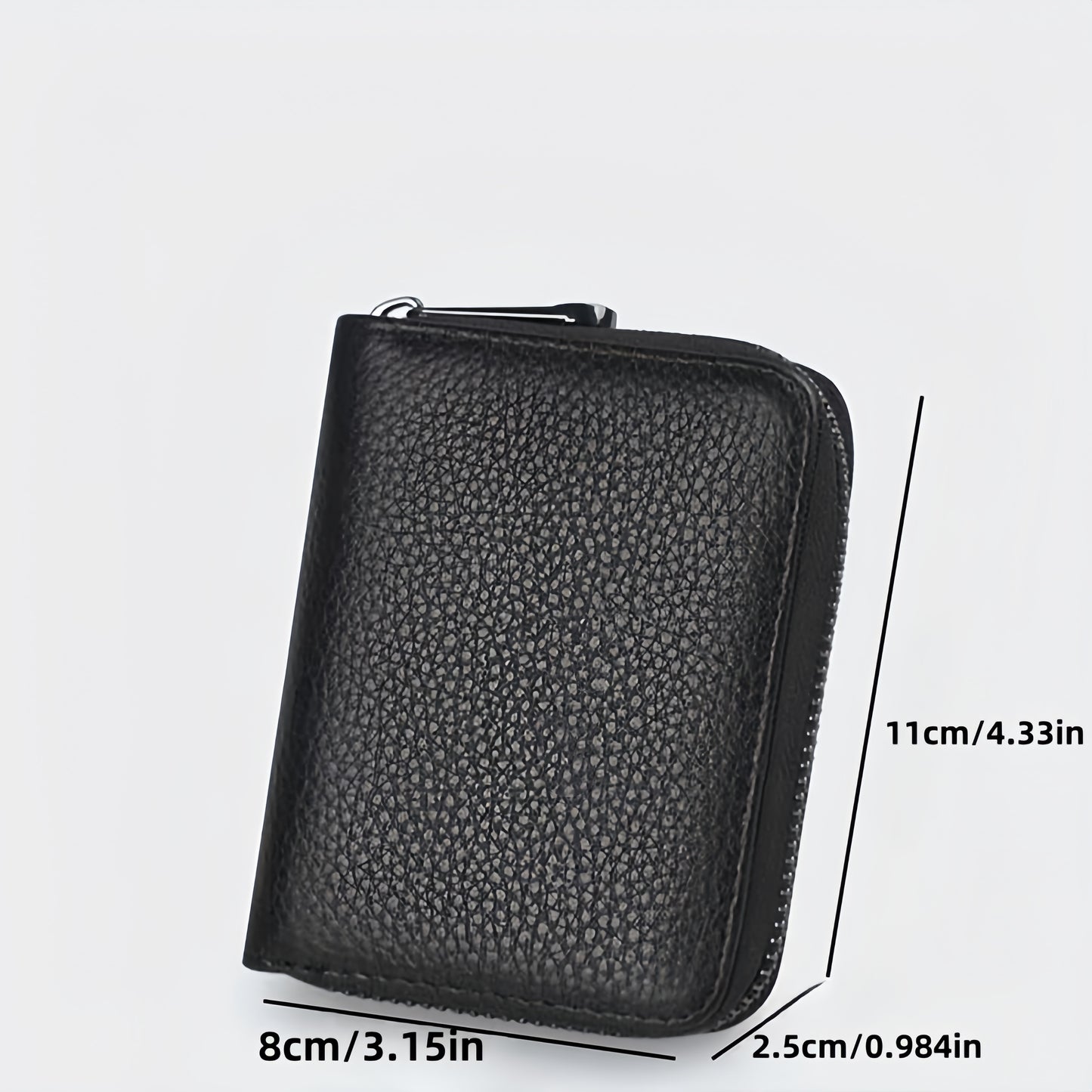 Men's casual card holder with zipper coin purse in PU leather