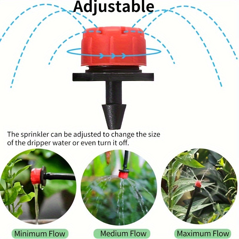 164ft adjustable drip irrigation kit for garden with 1/4" hose, misting nozzle, emitters, and fittings - automatic watering for patio and lawn care.