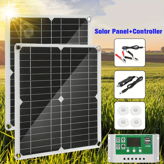 30W солнечная панель с многофункциональным USB-контроллером 5V-DC-12V-18V для использования на открытом воздухе - водонепроницаемый, магнитный материал - идеально подходит для лодок, автодомов, кемпинга - фотогальванический модуль продается отдельно