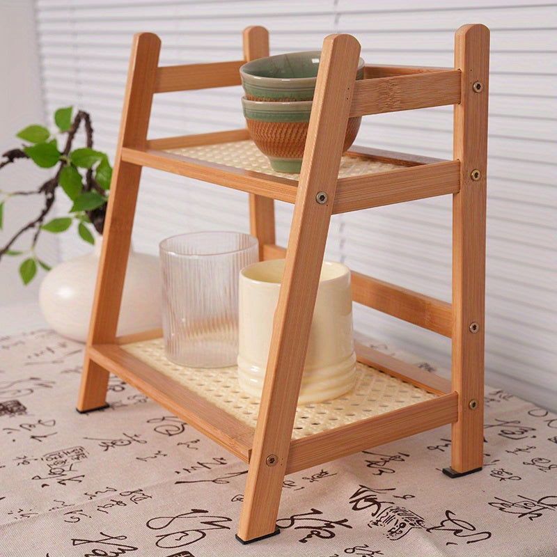 Multi-functional Bamboo Bookshelf and Desk Organizer with Flower Stand and Cup Holder - Perfect for Home and Office Use, Comes in 2 Sizes for Versatile Storage Options