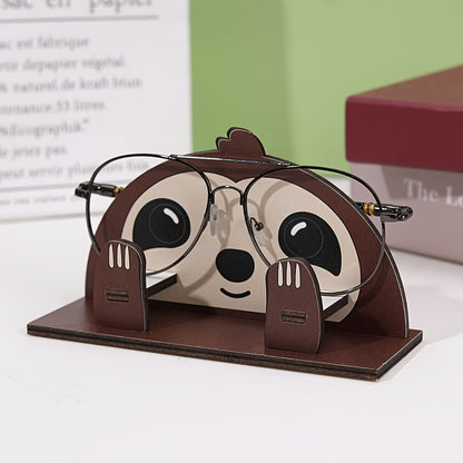 Stylish Wooden Sloth Eyeglass Stand - Chic Detachable Glasses Holder for Women, Fashionable Desktop Eyewear Organizer Stand