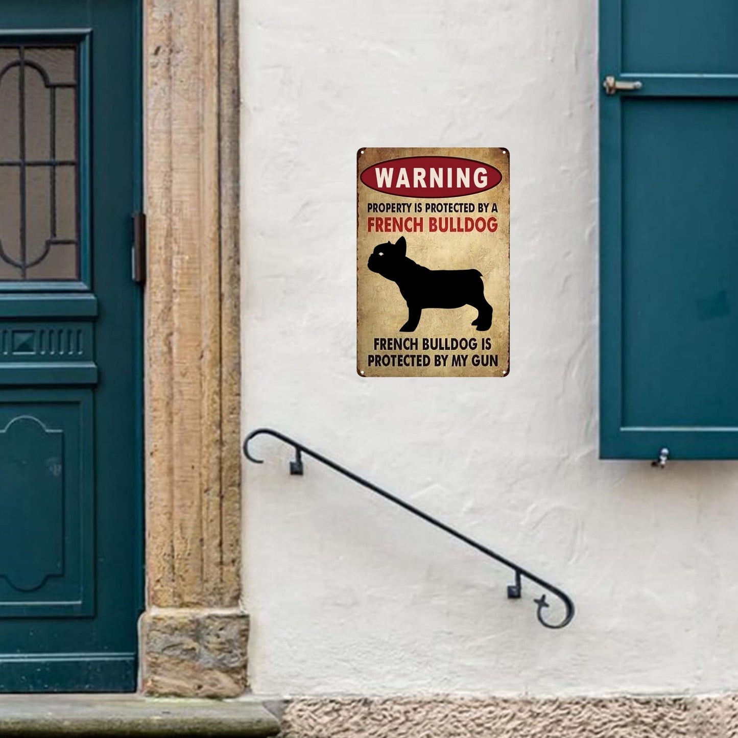 French Bulldog Funny Metal Tin Sign measuring 11.81"x7.87" (30x20cm) - Perfect for adding a touch of novelty to your home decor in any room, including the bathroom, bar, cafe, garage, or farmhouse.