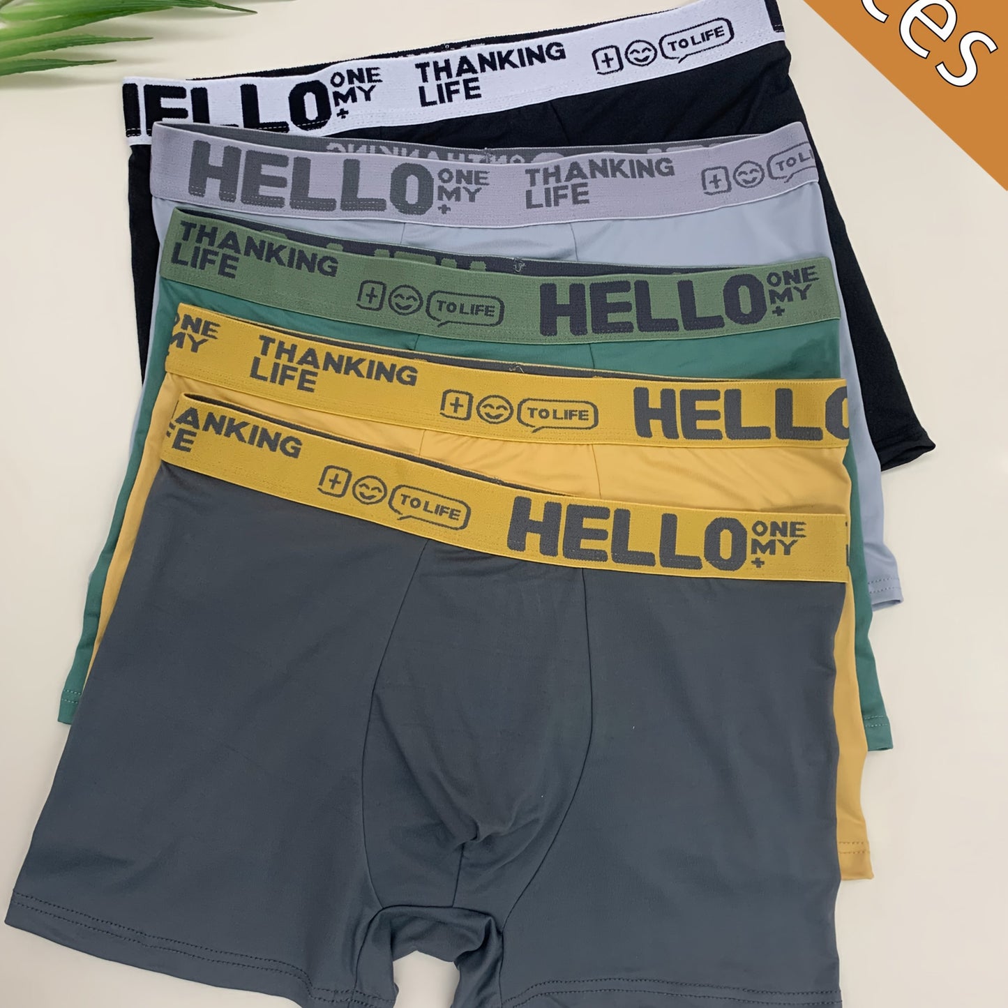 Randomly selected 1-5pcs of solid color men's boxer shorts, featuring soft, breathable, and comfortable 3D U-shaped design.