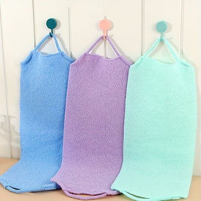 Exfoliating back scrubber towel with strong grip for deep clean and dead skin removal, fragrance-free.