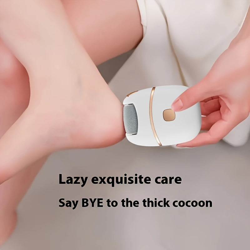 Rechargeable electric foot grinder with lithium battery, hypoallergenic plastic material, USB charging, portable tool for thick skin polishing.