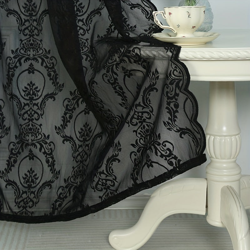 Upgrade your home decor with a sophisticated black lace curtain. Perfect for use in the bedroom, office, kitchen, living room, or study, this rod pocket window treatment will elevate the style and comfort of your home.