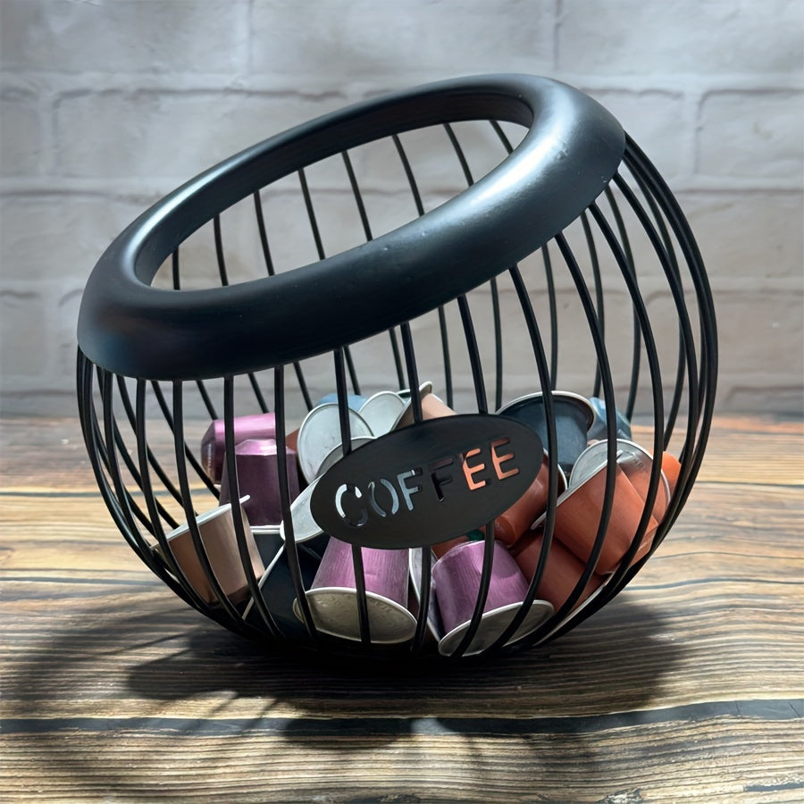 Slanted coffee capsule basket made of iron, perfect for organizing your coffee capsules on your home living room coffee table. Adds a stylish touch to your decor, suitable for use in cafes and bars.