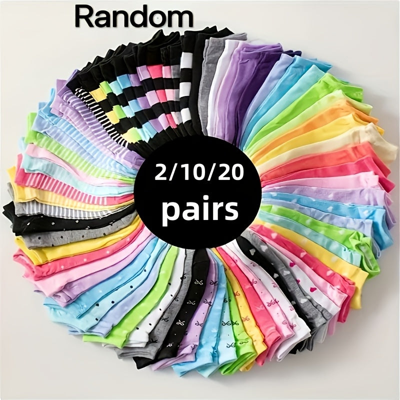 Set of 20 pairs candy-colored ankle socks for women, cute and breathable