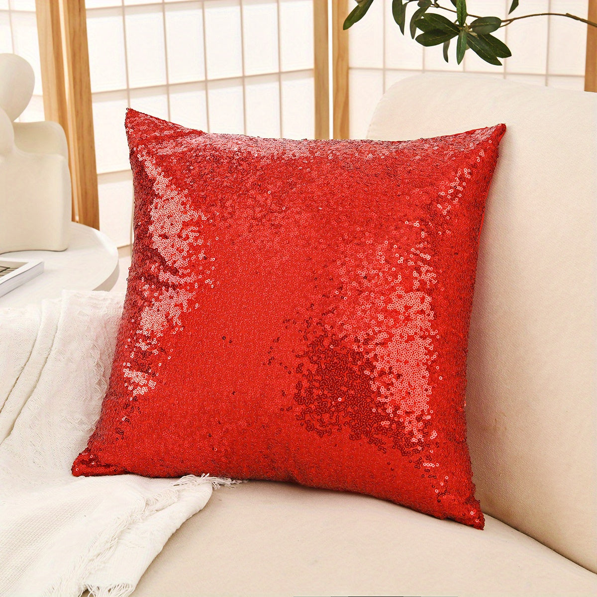 1 sequin throw pillow cover for living room or bedroom, pillow insert not included