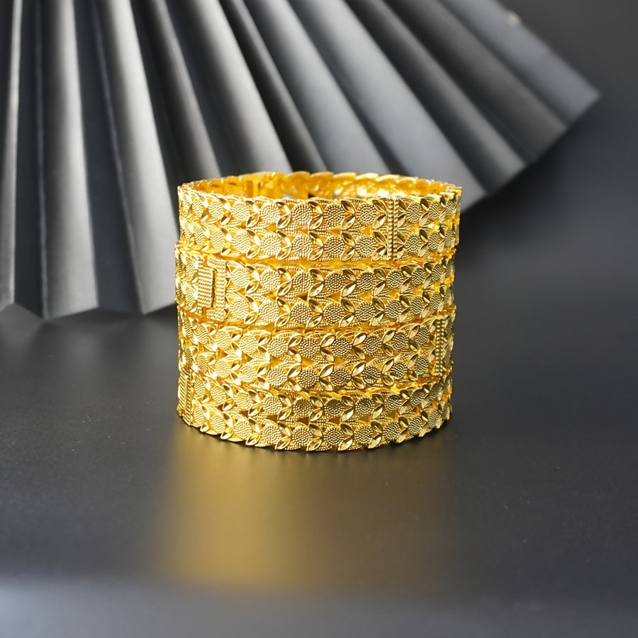 Stylish Two-Tiered Wide Bracelet for Women - Ideal for Graduations, Weddings, and Lavish Events