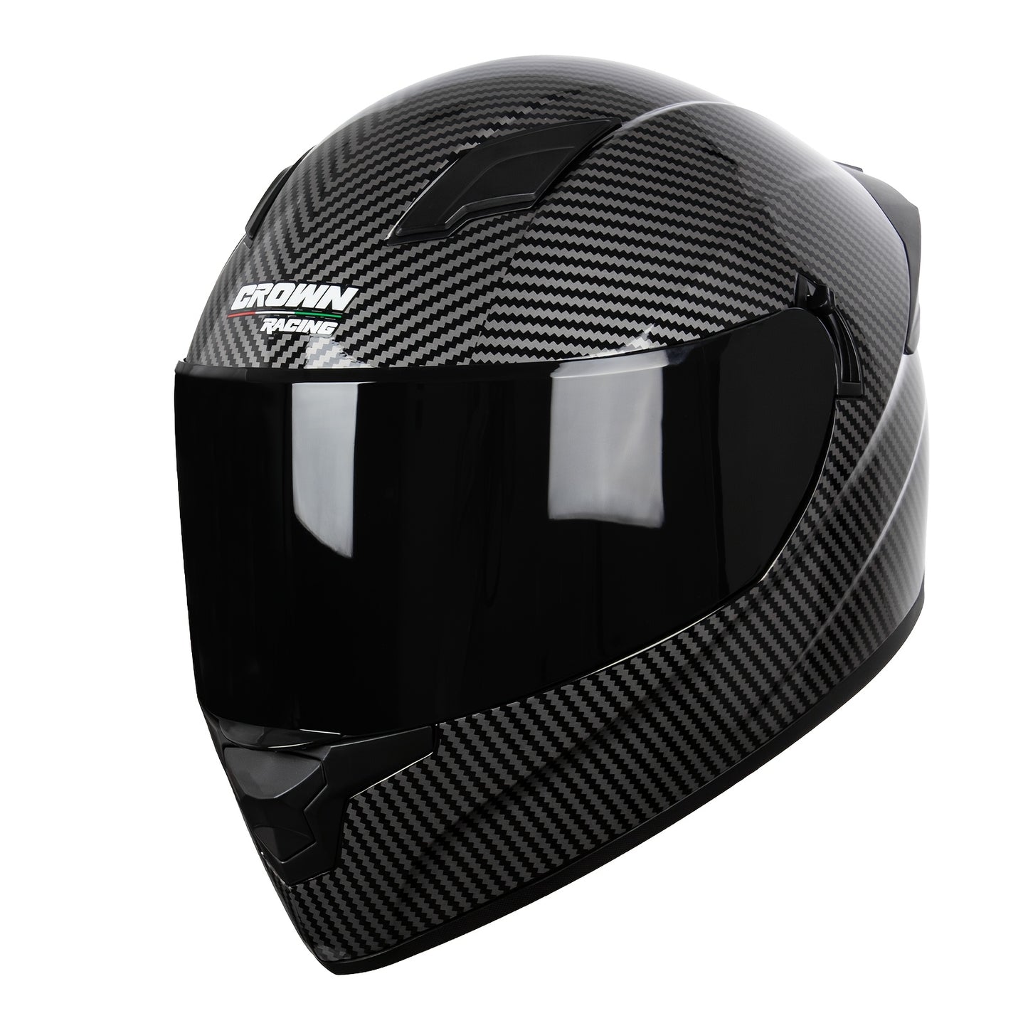 Crownracing Full Face Motorcycle Helmet made of ABS material, easy to clean, perfect for street biking and adults.