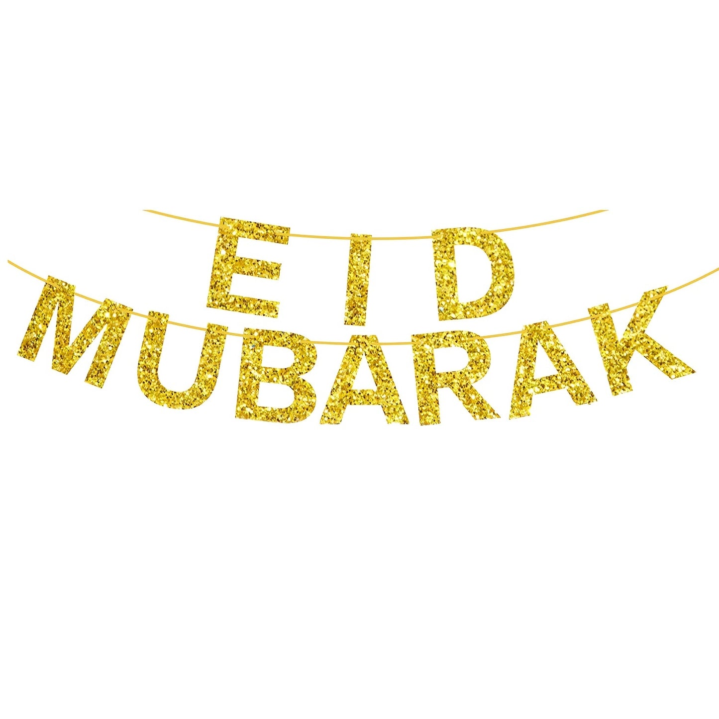 Set of Eid Al Fitr party supplies with moon and star theme, perfect for Muslim celebrations