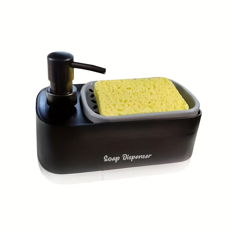 Large Soap Dispenser and Sponge Holder Combo - Made from High-Quality Wood Pulp, Safe for Kitchen and Bathroom Use