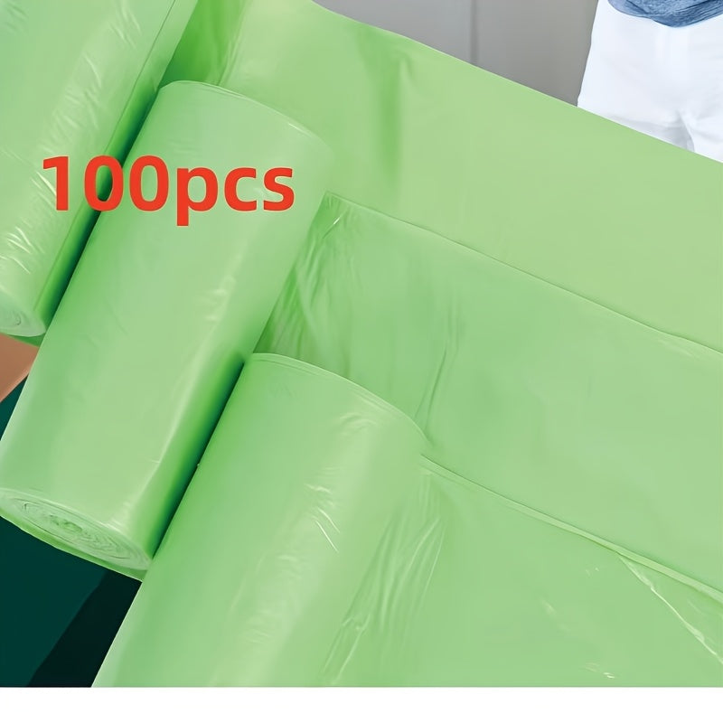 This product includes a pack of five rolls containing 100 biodegradable trash bags each, measuring 45.01X50.01 cm. These bags are made of plastic and can be used in various settings including homes, kitchens, commercial establishments, schools, offices