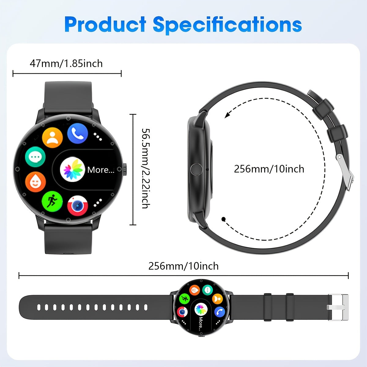 3.53cm Full Touch Smart Watch with Sleep Tracker, Wireless Call, Pedometer, Music Control, 100+ Sport Modes, Ai Control, Games, Fitness Tracker for Android/ IOS Phones. Ideal for Women and