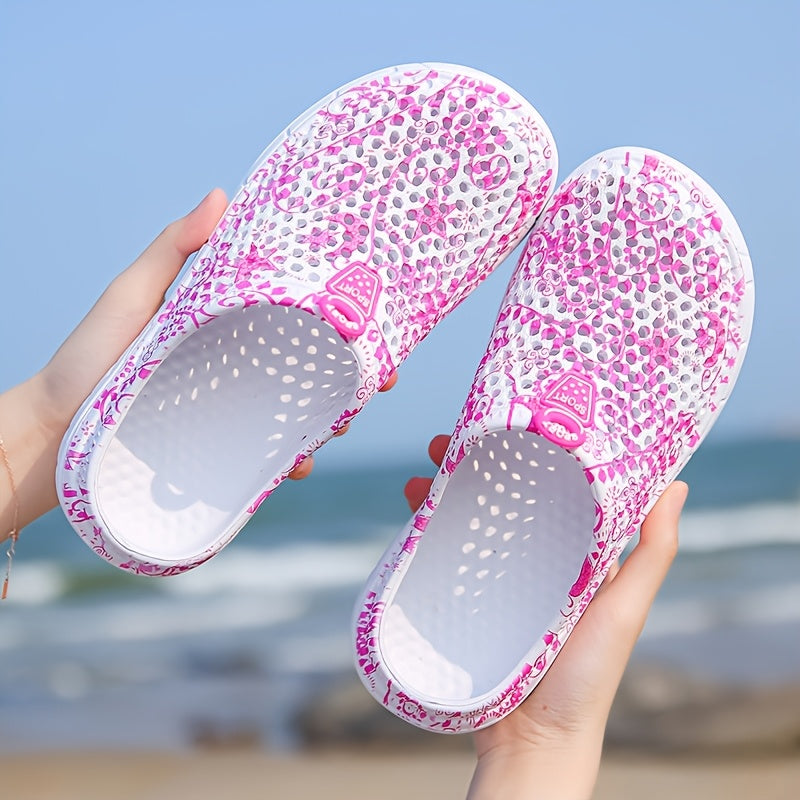 Women's Summer Beach Clogs: Star-patterned, multi-colored, lightweight, and comfortable unisex style