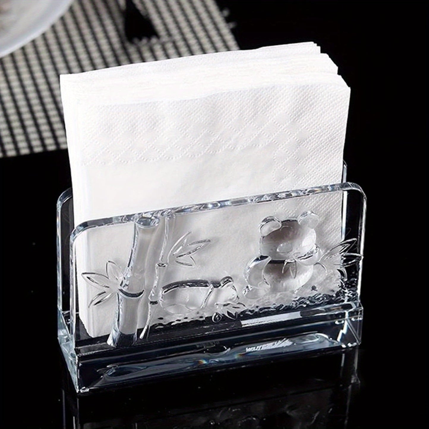 Acrylic Napkin Holder with Modern Upright Design, adds a touch of Elegance to your Dining & Coffee Tables. Perfect for Kitchen Decor and a must-have for Restaurants, Hotels, and Cafes.