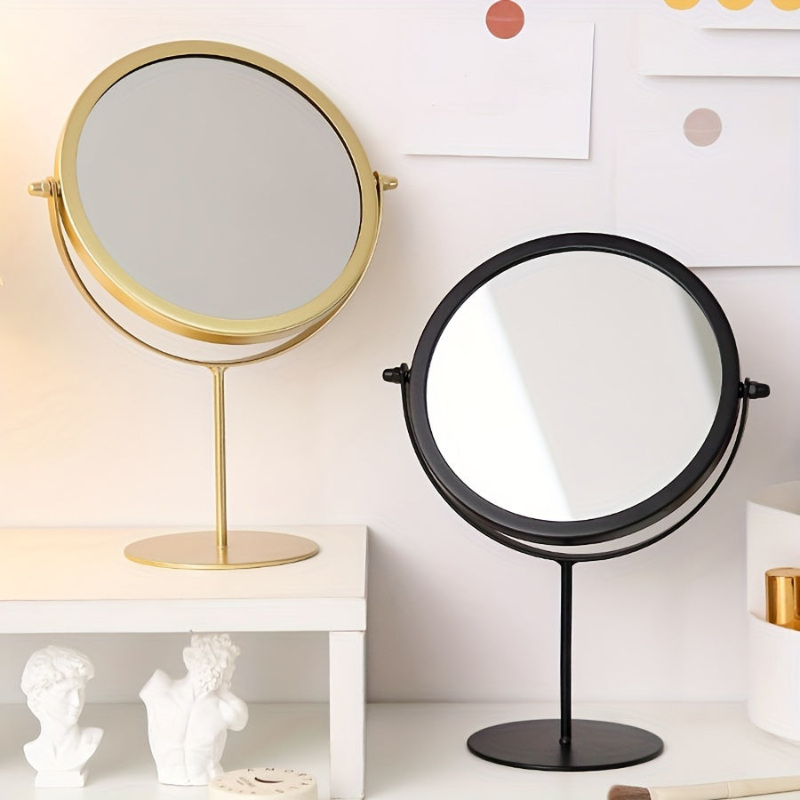 Stylish iron vanity mirror for bedroom with rust-proof finish, no battery required.