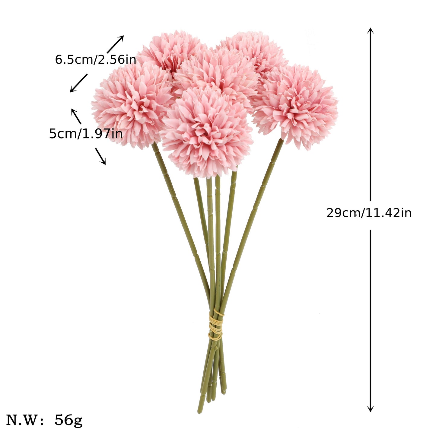 5pcs Faux Dandelion Flower Bouquet for Wedding, Parties, or Home Decor