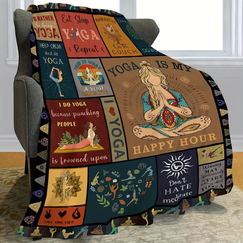 [Customer Favorite] Lovely Yoga-Inspired Flannel Throw Blanket - Great for Allergies, Versatile Gift for Loved Ones, Cozy Blanket