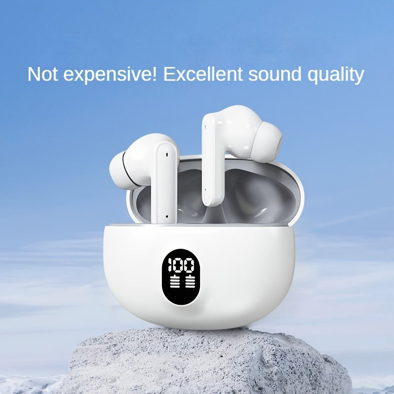 [2025 Explosion] TWS wireless in-ear headphones with clear screen display and HiFi stereo sound. Available in three colors with a trendy design. Ideal for sports, commuting, gaming, and