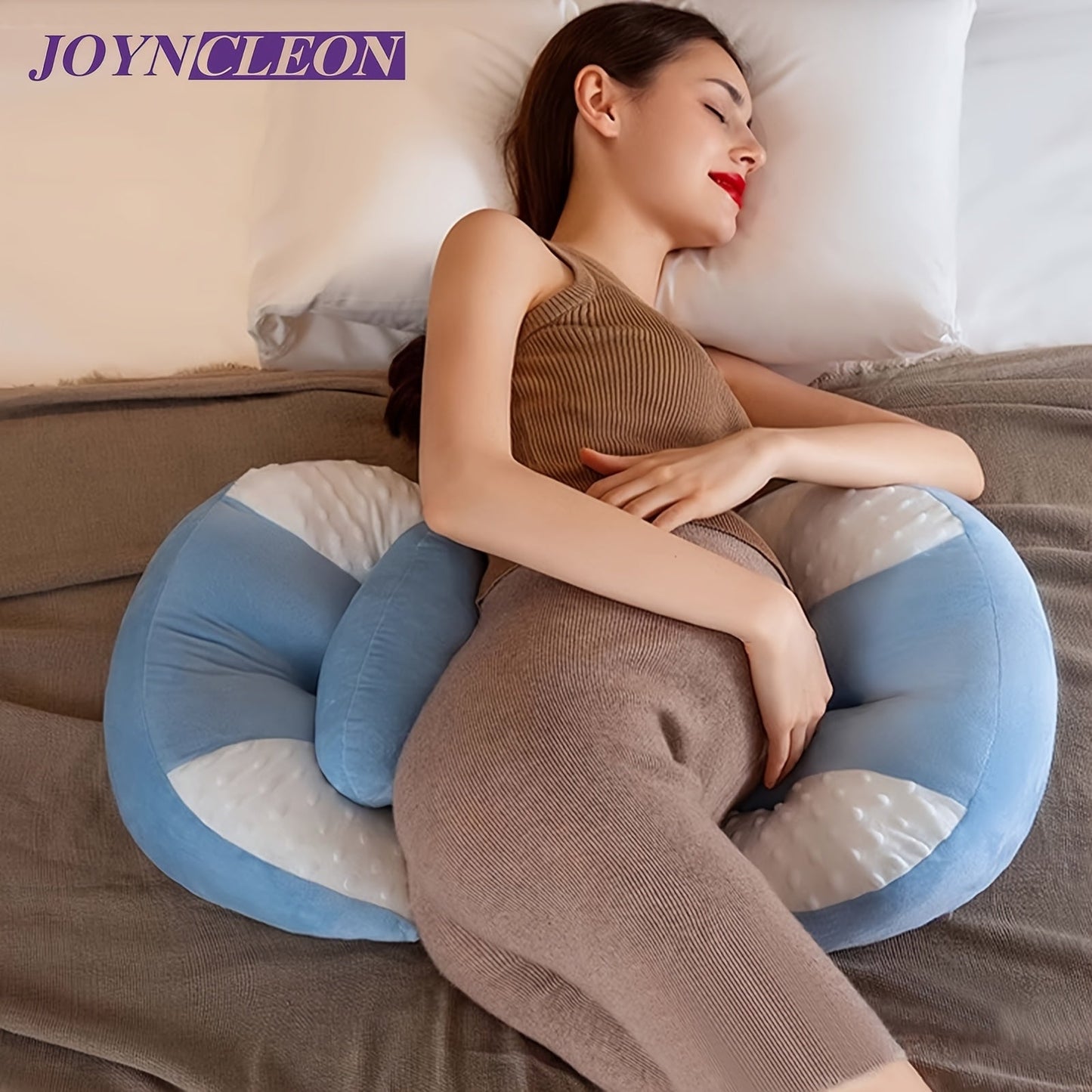 The Joyncleon U-Shaped Maternity Pillow is a versatile and lightweight option for expecting mothers. Made of polyester fiber, this pillow provides medium soft back support and is easily adjustable to suit your comfort needs. Its portable and flexible