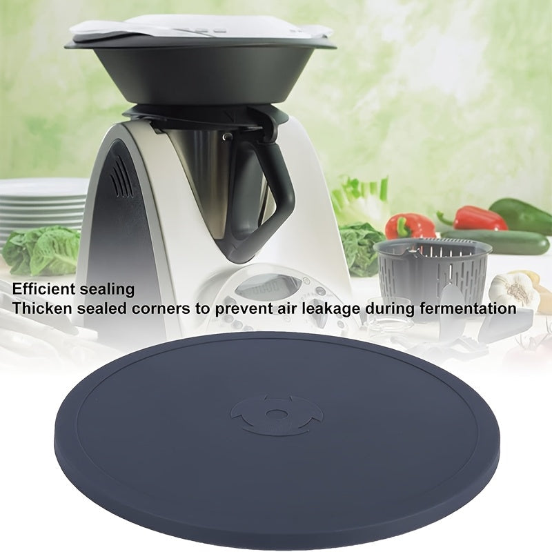 Silicone food cover for Thermomix TM31, TM5, and TM6. Easy to clean kitchen accessory with sealable fermentation lid. Food contact safe.