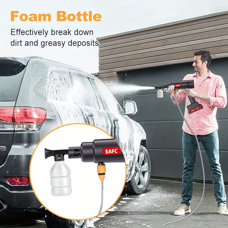 EU Plug High Pressure Electric Washer with Foam Bottle perfect for car and floor cleaning.