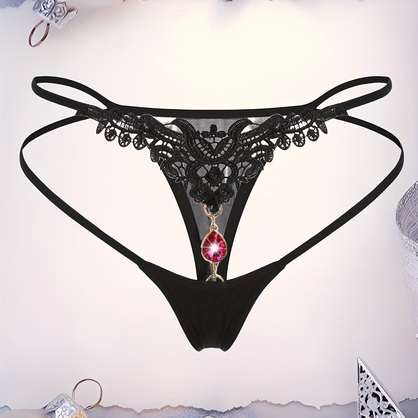 High-end rhinestone thong for girls.