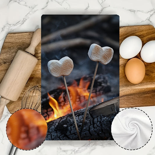 2 pieces of ultra soft kitchen towels perfect for roasting marshmallows by the campfire. These heart-tipped sticks make them highly absorbent and ideal for holiday decor. Machine washable and measuring 16x24 inches. Item number 2KYSYS1215241.