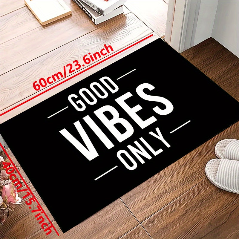 Welcome only positive energy with this Good Vibes Only doormat! This non-slip, machine washable polyester mat is perfect for both indoor and outdoor use in your bedroom, hallway, patio, or any room in your house. It also makes a great housewarming gift