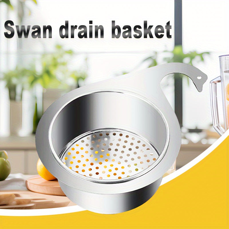 Durable Stainless Steel Kitchen Sink Strainer Basket with Easy-Clean Features and Wet/Dry Separation Hooks - Ideal for Home, Dorm, and Restaurant Applications