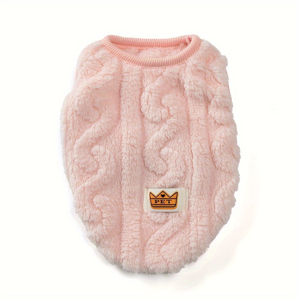 Warm double-sided fleece pet sweater for small dogs and cats, perfect for autumn and winter.