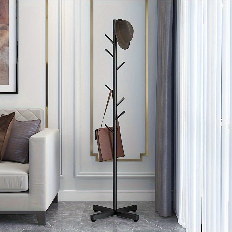 Freestanding Metal Coat Rack with Golden Finish - Branch-Style Hooks, Lightweight, No Assembly Required - Ideal for Entryway, Living Room, or Bedroom.