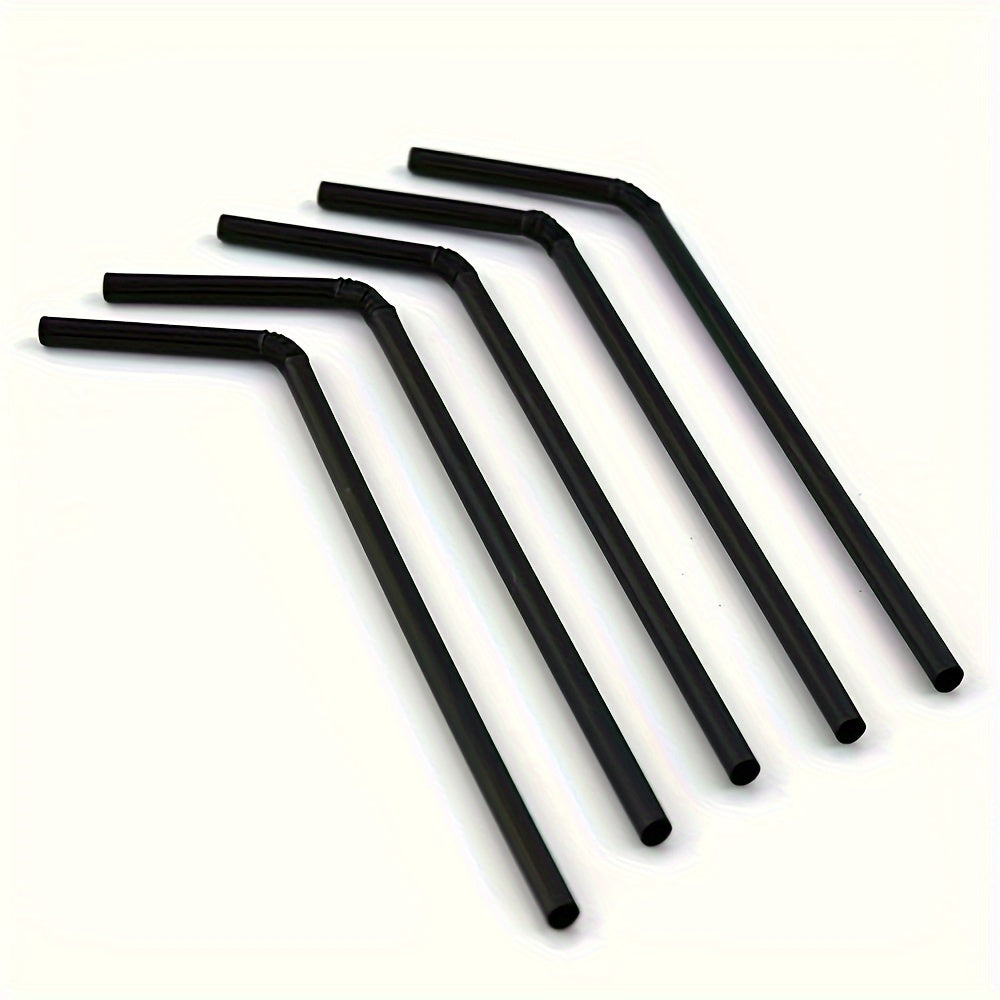 We offer a variety of flexible cocktail straws in both transparent and black colors. This pack includes 100 transparent and 500 black straws, each measuring 21.01cm in length. Perfect for adding a festive touch to your drinks, these straws are ideal for