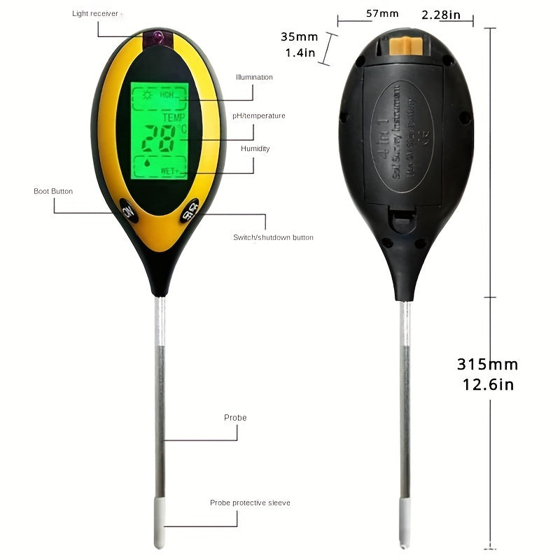 Soil Tester measures moisture, temperature, fertility, and pH levels accurately.