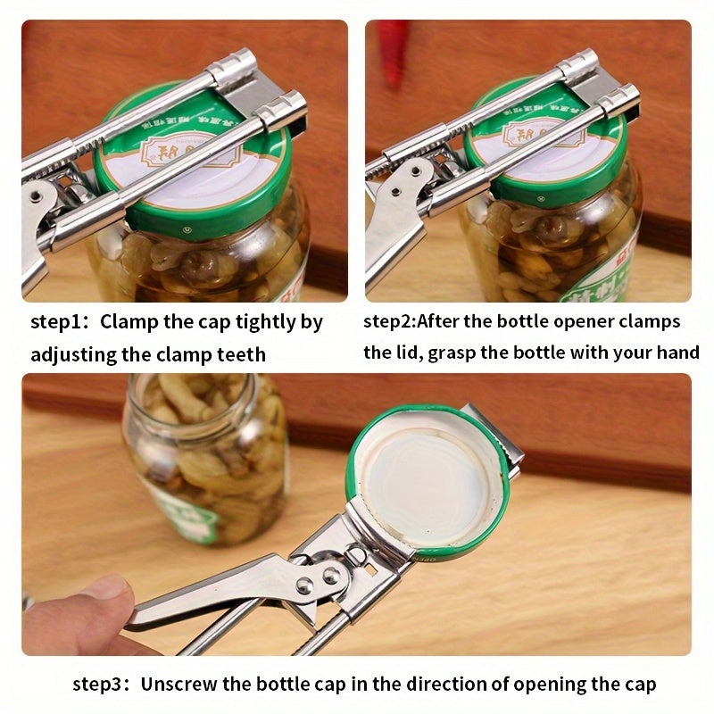 Adjustable Can Opener with Twist Cap, Labor-Saving Artifact for Household Use. Convenient, Non-Slip Bottle Opener for Condiment Bottles. Ideal for Outdoor Camping and Kitchen Use. A Must-Have Kitchen Accessory.