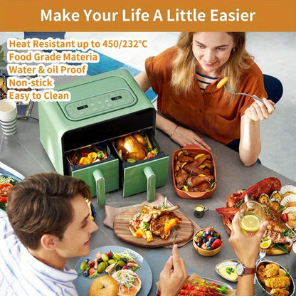 50 essential accessories for your air fryer - square design for efficiency, saves time and energy, effectively removes food residue, protects the sides and makes cleaning the bottom easy.