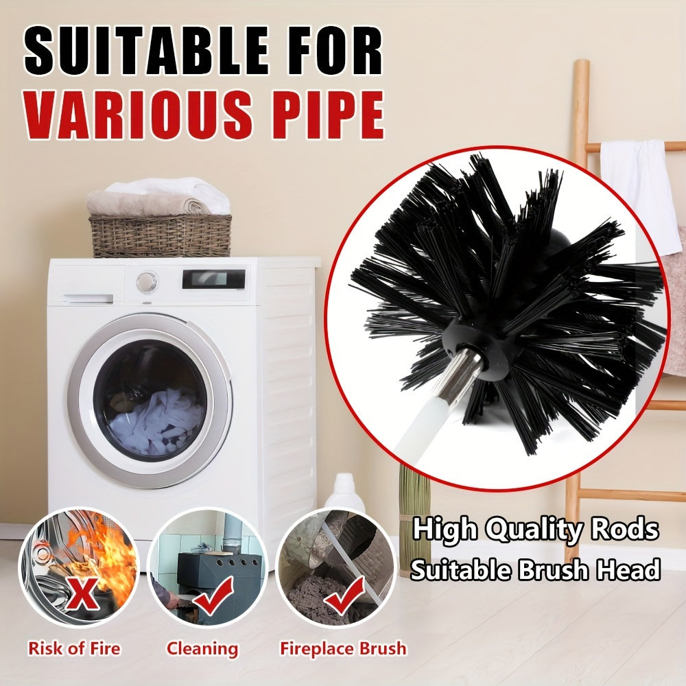 Dryer Vent Cleaning Brush Kit includes 26 pieces of flexible rods and a soft drill attachment. The expandable lint remover has a plastic handle for chimney cleaning. It extends up to 9.14 meters and is a must-have household gadget.