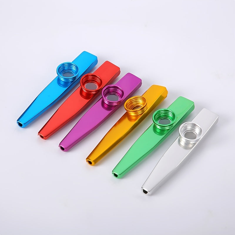 High-quality metal kazoo with flute tube, three flute membranes, and lightweight aluminum alloy construction. Portable and easy to use, suitable for both beginners and experienced